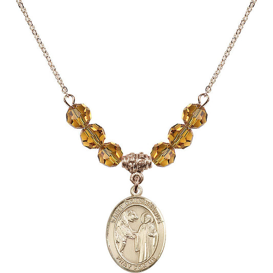 14kt Gold Filled Saint Columbanus Birthstone Necklace with Topaz Beads - 8321