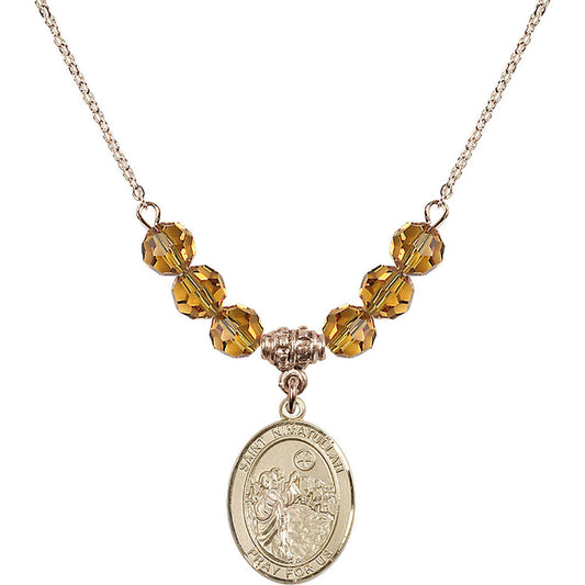 14kt Gold Filled Saint Nimatullah Birthstone Necklace with Topaz Beads - 8339