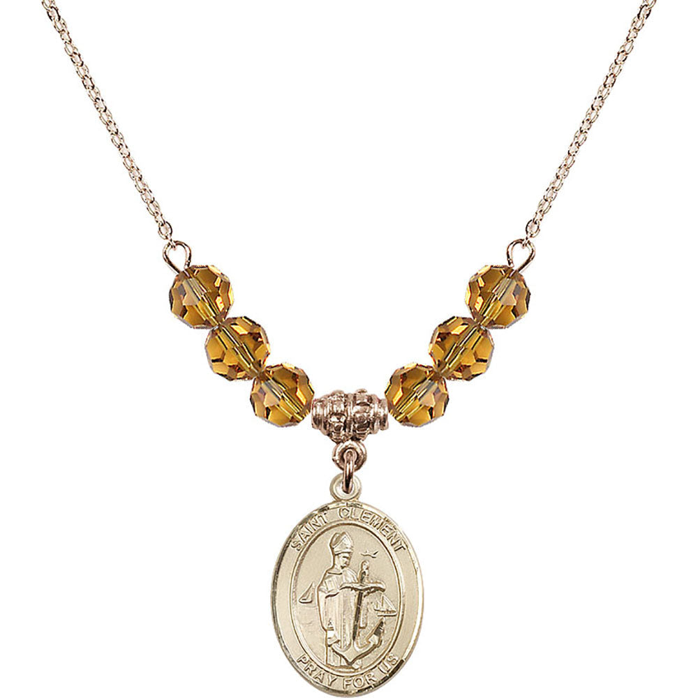 14kt Gold Filled Saint Clement Birthstone Necklace with Topaz Beads - 8340