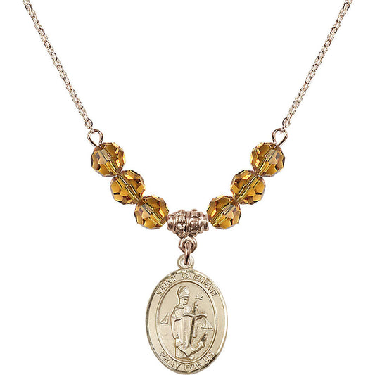 14kt Gold Filled Saint Clement Birthstone Necklace with Topaz Beads - 8340
