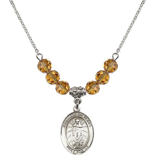 Sterling Silver Our Lady of Tears Birthstone Necklace with Topaz Beads - 8346