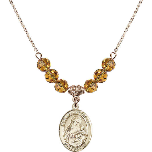 14kt Gold Filled Our Lady of Grapes Birthstone Necklace with Topaz Beads - 8347