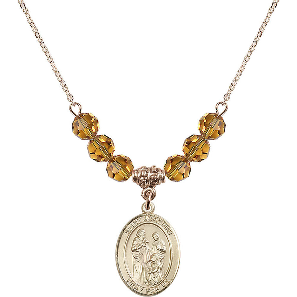 14kt Gold Filled Saint Joachim Birthstone Necklace with Topaz Beads - 8348