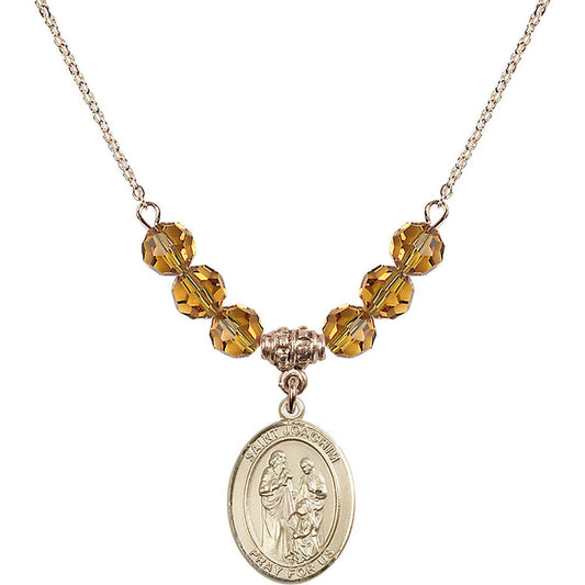 14kt Gold Filled Saint Joachim Birthstone Necklace with Topaz Beads - 8348