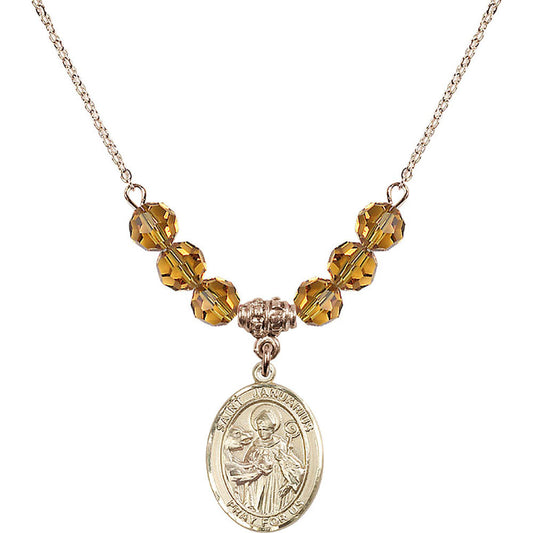 14kt Gold Filled Saint Januarius Birthstone Necklace with Topaz Beads - 8351