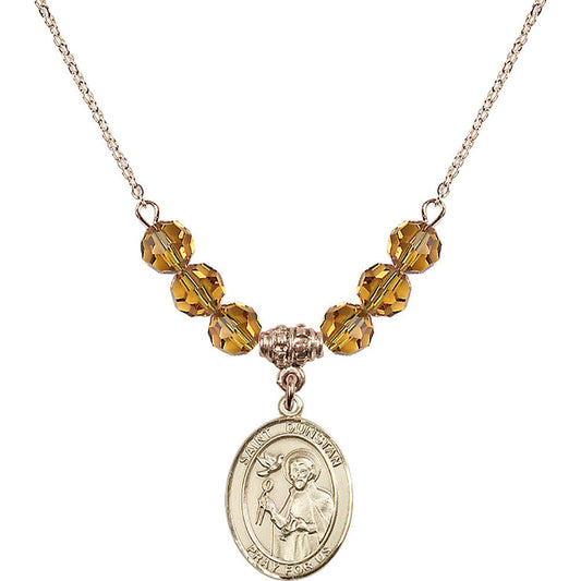 14kt Gold Filled Saint Dunstan Birthstone Necklace with Topaz Beads - 8355