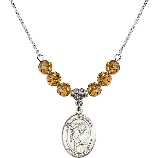 Sterling Silver Saint Dunstan Birthstone Necklace with Topaz Beads - 8355