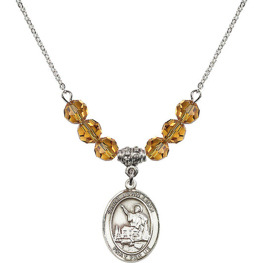 Sterling Silver Saint John Licci Birthstone Necklace with Topaz Beads - 8358
