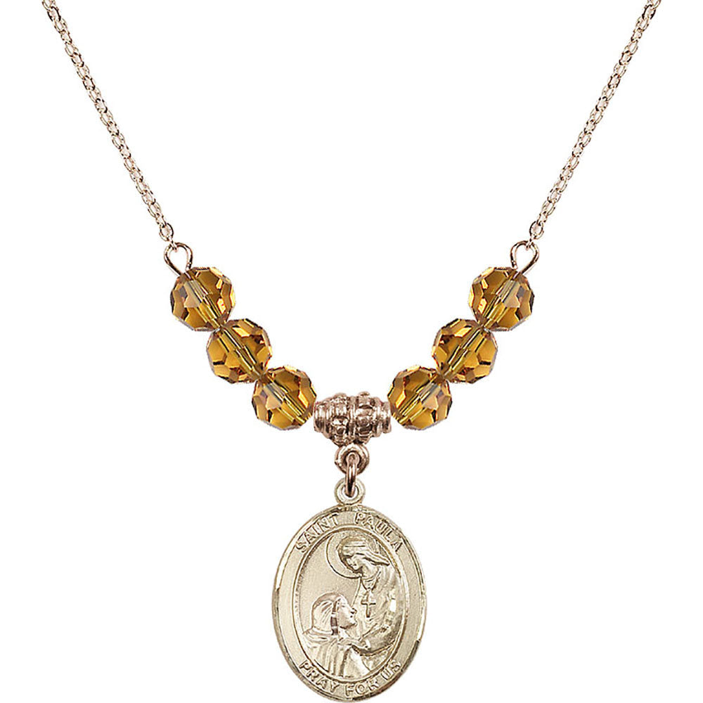 14kt Gold Filled Saint Paula Birthstone Necklace with Topaz Beads - 8359