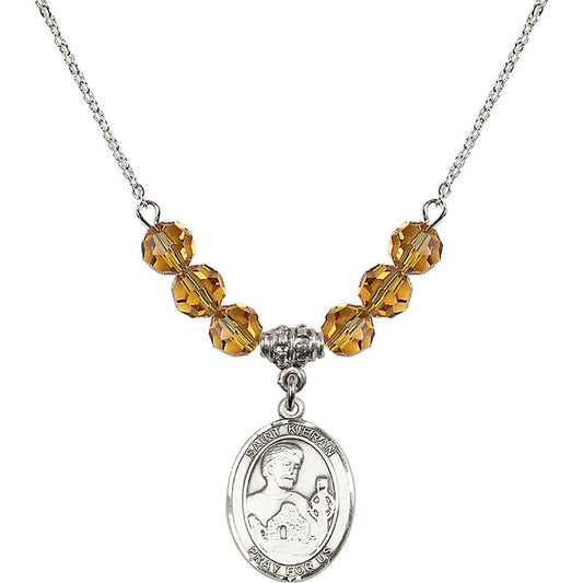 Sterling Silver Saint Kieran Birthstone Necklace with Topaz Beads - 8367