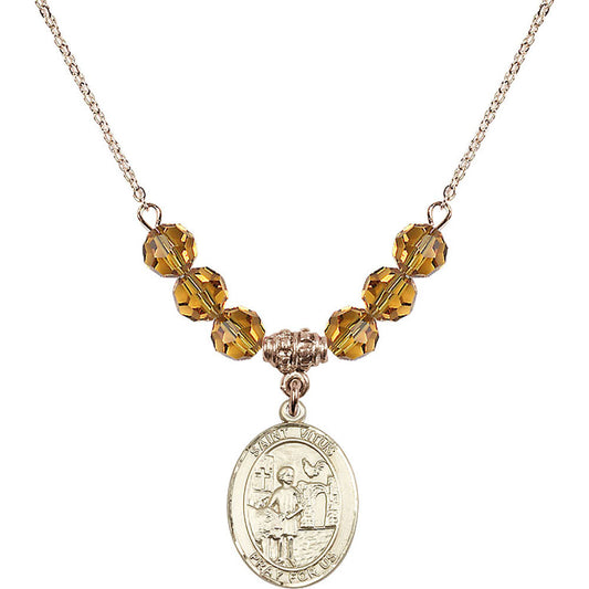 14kt Gold Filled Saint Vitus Birthstone Necklace with Topaz Beads - 8368