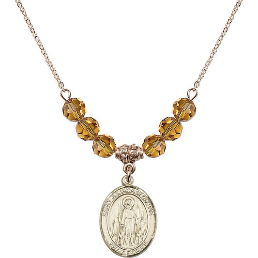 14kt Gold Filled Saint Juliana of Cumae Birthstone Necklace with Topaz Beads - 8372