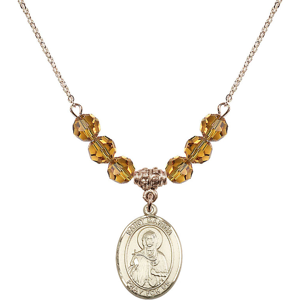 14kt Gold Filled Saint Marina Birthstone Necklace with Topaz Beads - 8379
