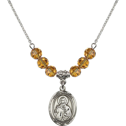 Sterling Silver Saint Marina Birthstone Necklace with Topaz Beads - 8379