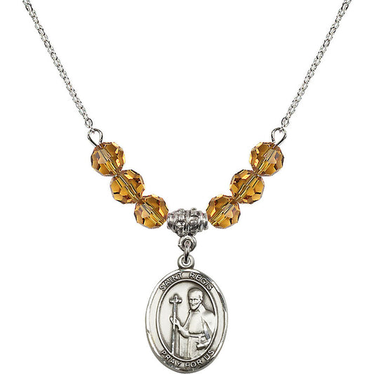 Sterling Silver Saint Regis Birthstone Necklace with Topaz Beads - 8380