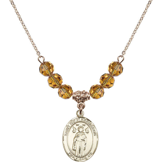 14kt Gold Filled Saint Ivo of Kelmartin Birthstone Necklace with Topaz Beads - 8384