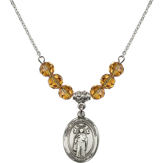 Sterling Silver Saint Ivo of Kelmartin Birthstone Necklace with Topaz Beads - 8384