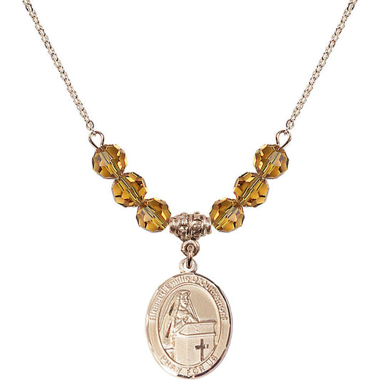 14kt Gold Filled Blessed Emilee Doultremont Birthstone Necklace with Topaz Beads - 8390