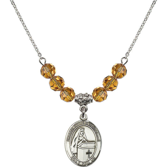 Sterling Silver Blessed Emilee Doultremont Birthstone Necklace with Topaz Beads - 8390