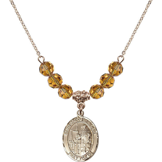 14kt Gold Filled Saint Jacob of Nisibis Birthstone Necklace with Topaz Beads - 8392