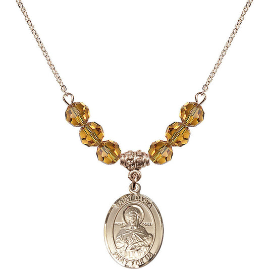 14kt Gold Filled Saint Daria Birthstone Necklace with Topaz Beads - 8396