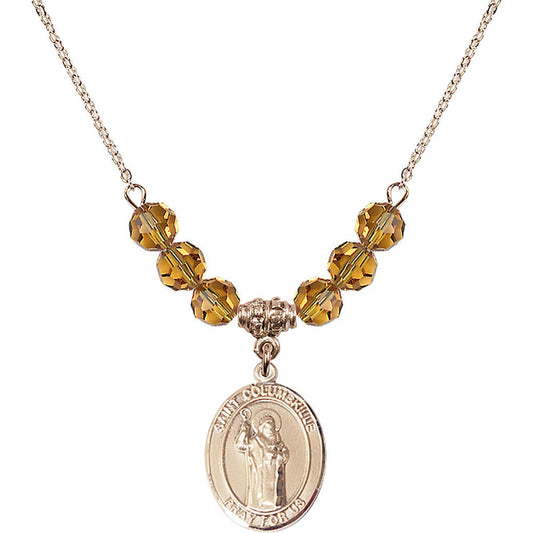14kt Gold Filled Saint Columbkille Birthstone Necklace with Topaz Beads - 8399