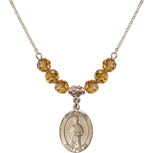 14kt Gold Filled Saint Eligius Birthstone Necklace with Topaz Beads - 8402