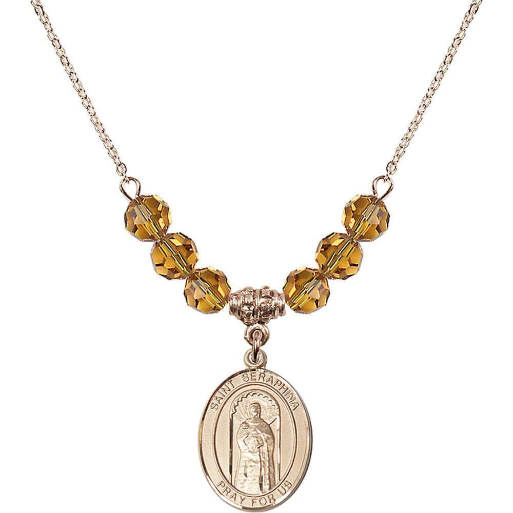 14kt Gold Filled Saint Seraphina Birthstone Necklace with Topaz Beads - 8405