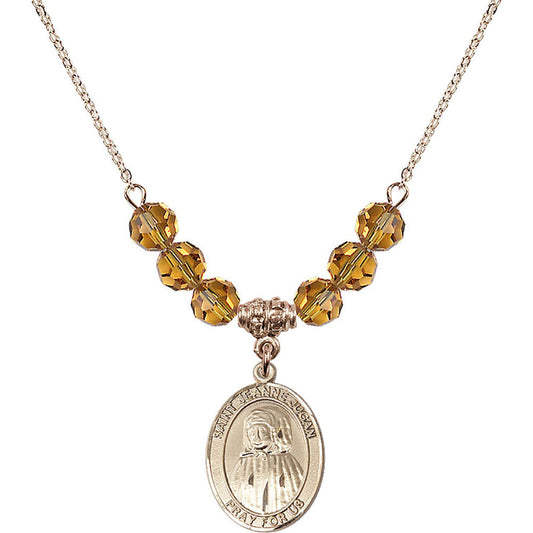 14kt Gold Filled Saint Jeanne Jugan Birthstone Necklace with Topaz Beads - 8409