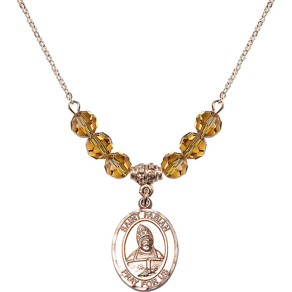 14kt Gold Filled Saint Fabian Birthstone Necklace with Topaz Beads - 8427