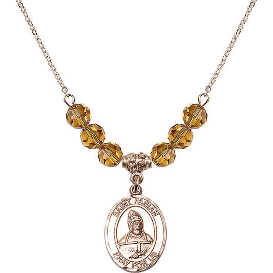 14kt Gold Filled Saint Fabian Birthstone Necklace with Topaz Beads - 8427