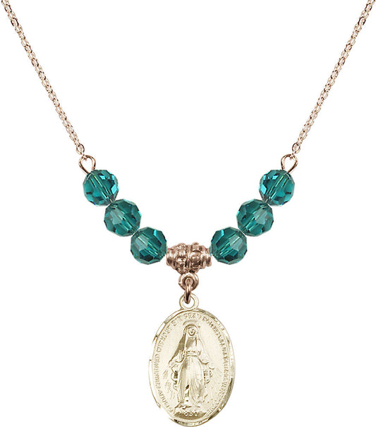 14kt Gold Filled Miraculous Birthstone Necklace with Zircon Beads - 0015