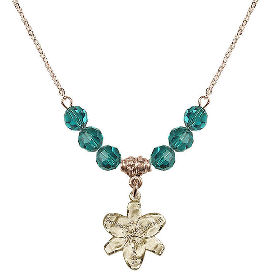 14kt Gold Filled Chastity Birthstone Necklace with Zircon Beads - 0088