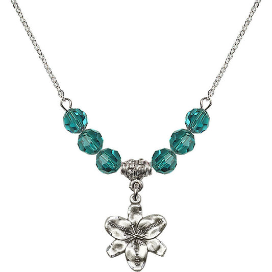 Sterling Silver Chastity Birthstone Necklace with Zircon Beads - 0088