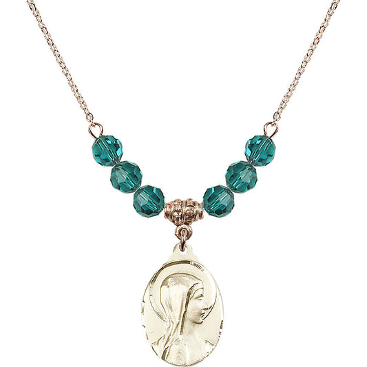 14kt Gold Filled Sorrowful Mother Birthstone Necklace with Zircon Beads - 0599