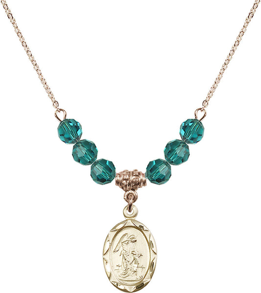 14kt Gold Filled Guardian Angel Birthstone Necklace with Zircon Beads - 0612