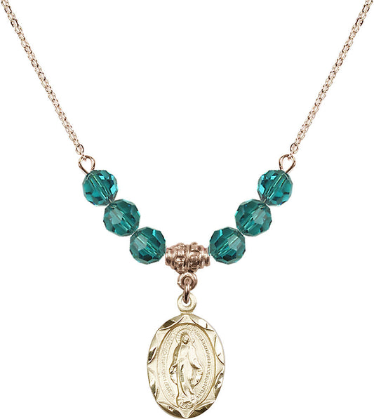14kt Gold Filled Miraculous Birthstone Necklace with Zircon Beads - 0612