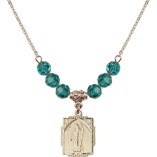 14kt Gold Filled Saint Patrick Birthstone Necklace with Zircon Beads - 0804