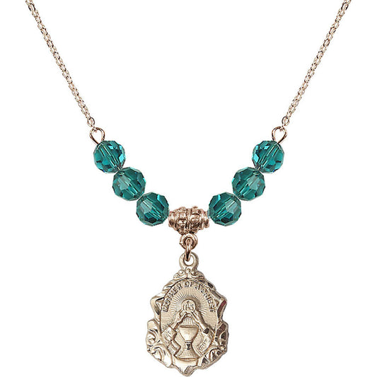 14kt Gold Filled Mother of a Priest Birthstone Necklace with Zircon Beads - 0811
