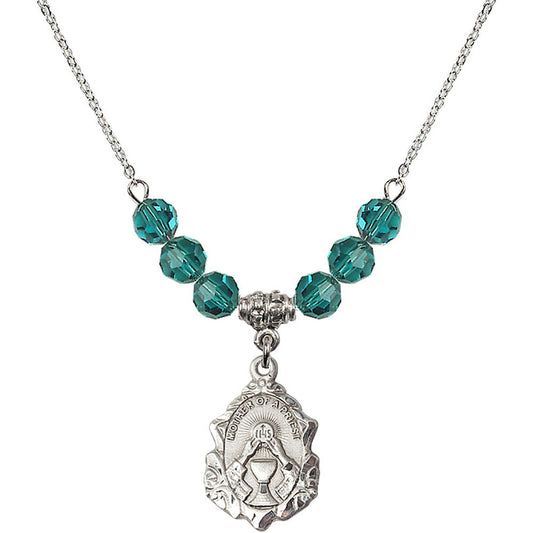 Sterling Silver Mother of a Priest Birthstone Necklace with Zircon Beads - 0811