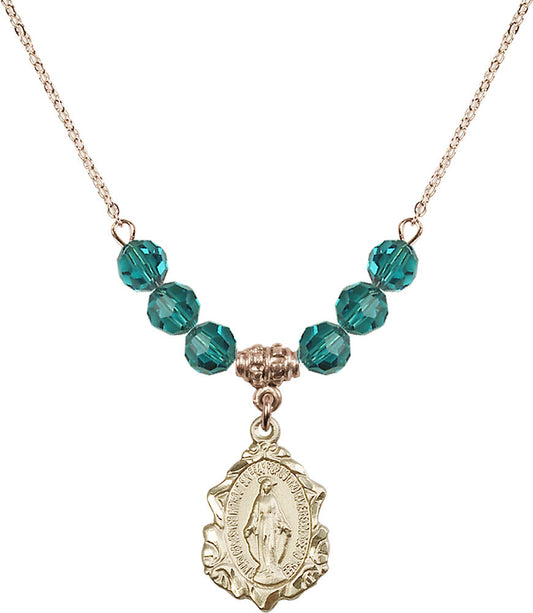 14kt Gold Filled Miraculous Birthstone Necklace with Zircon Beads - 0822