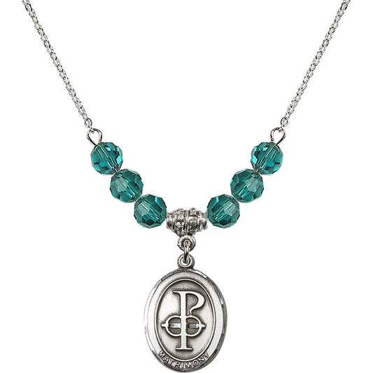 Sterling Silver Matrimony Birthstone Necklace with Zircon Beads - 0869