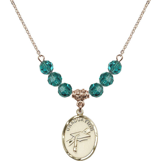 14kt Gold Filled Graduation Birthstone Necklace with Zircon Beads - 0872