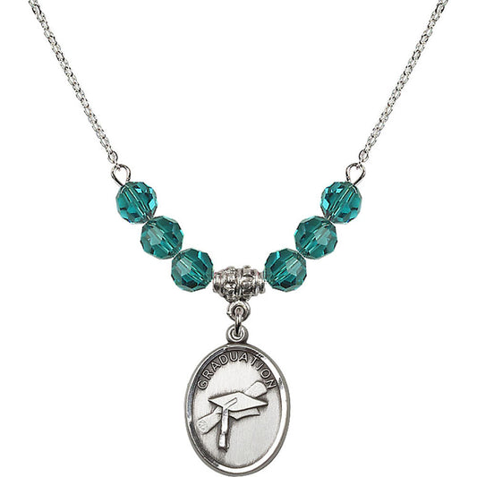 Sterling Silver Graduation Birthstone Necklace with Zircon Beads - 0872