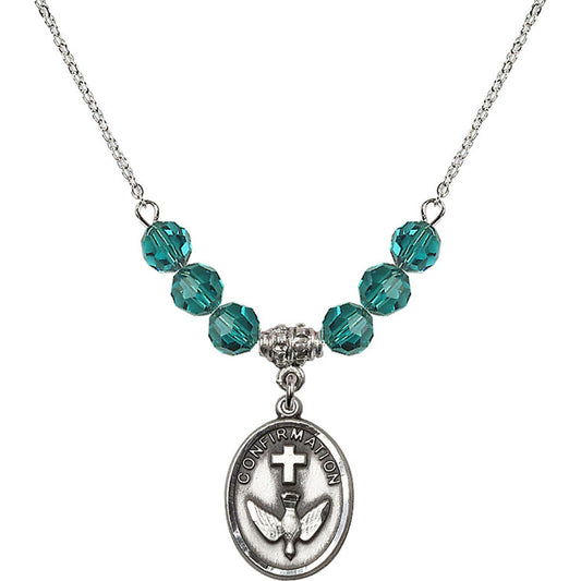 Sterling Silver Confirmation Birthstone Necklace with Zircon Beads - 0873