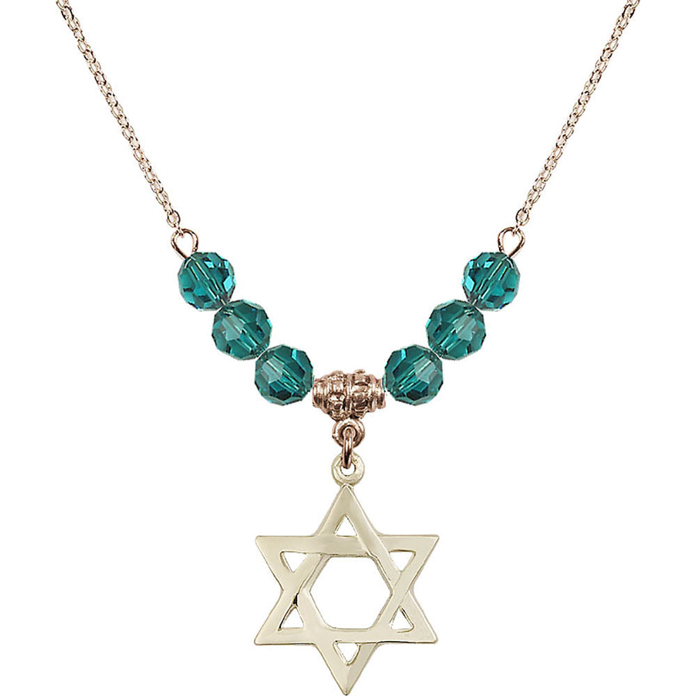 14kt Gold Filled Star of David Birthstone Necklace with Zircon Beads - 1210