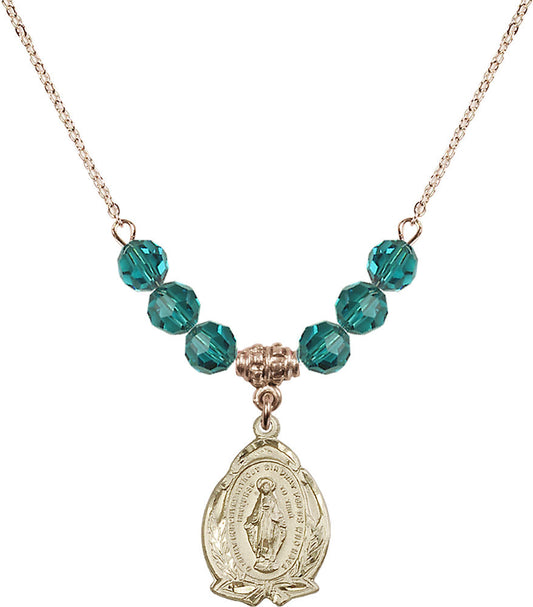 14kt Gold Filled Miraculous Birthstone Necklace with Zircon Beads - 1481