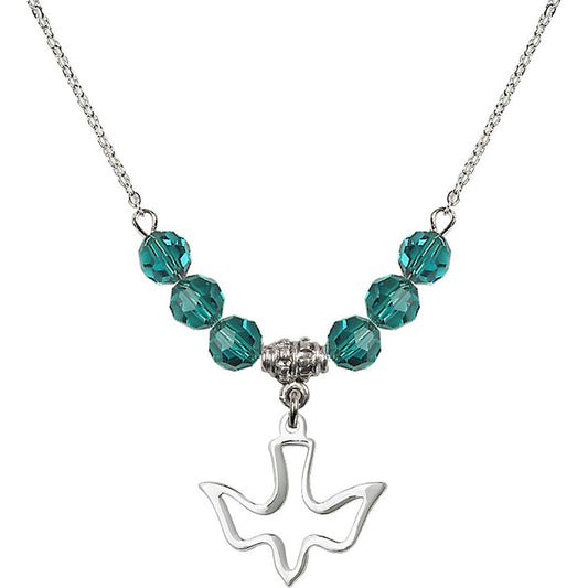 Sterling Silver Holy Spirit Birthstone Necklace with Zircon Beads - 1510