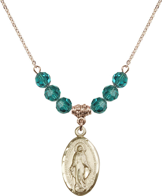 14kt Gold Filled Miraculous Birthstone Necklace with Zircon Beads - 1615