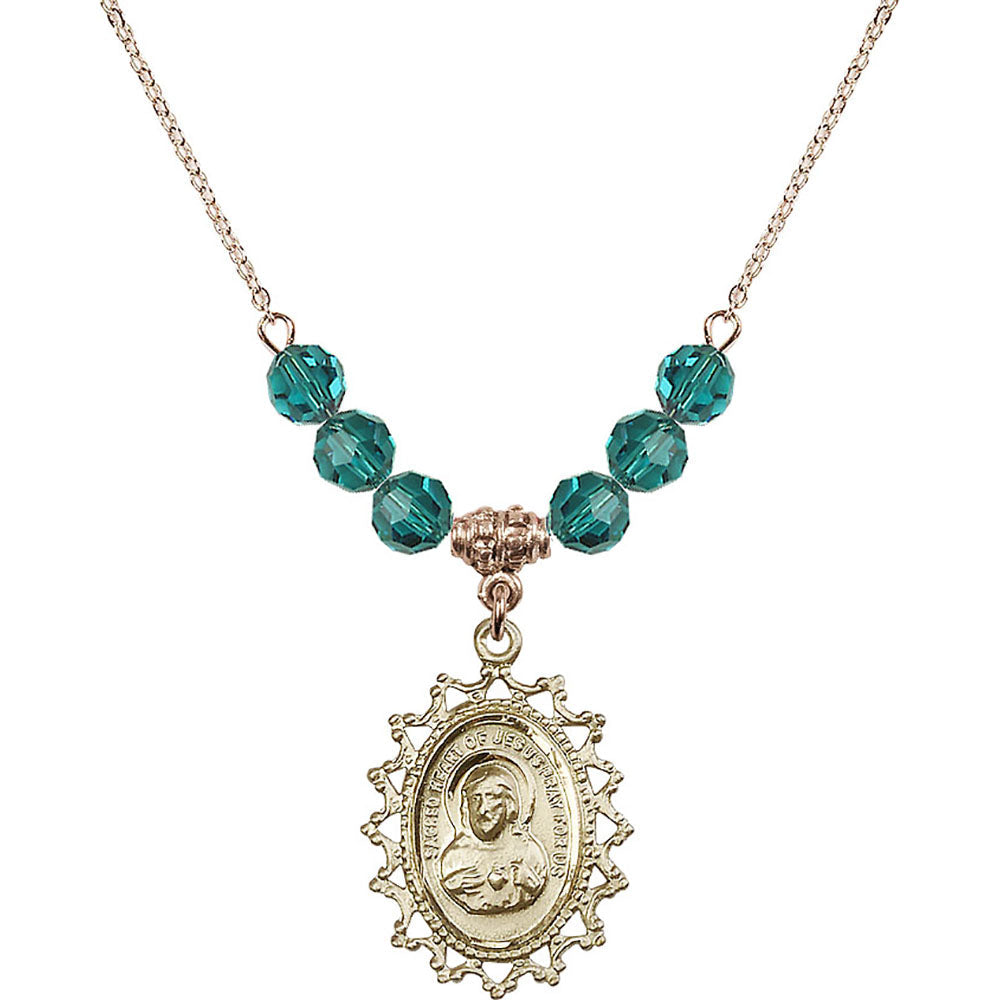 14kt Gold Filled Scapular Birthstone Necklace with Zircon Beads - 1619